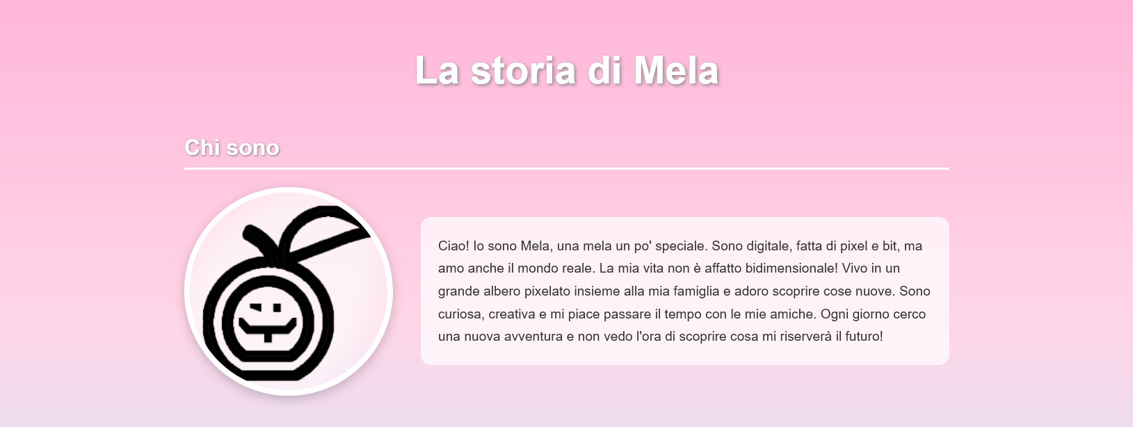 Esercizi HTML da campus: la storia di Mela